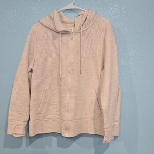 Active Life Heather Oatmeal Ribbed Hoodie - Light Neutral